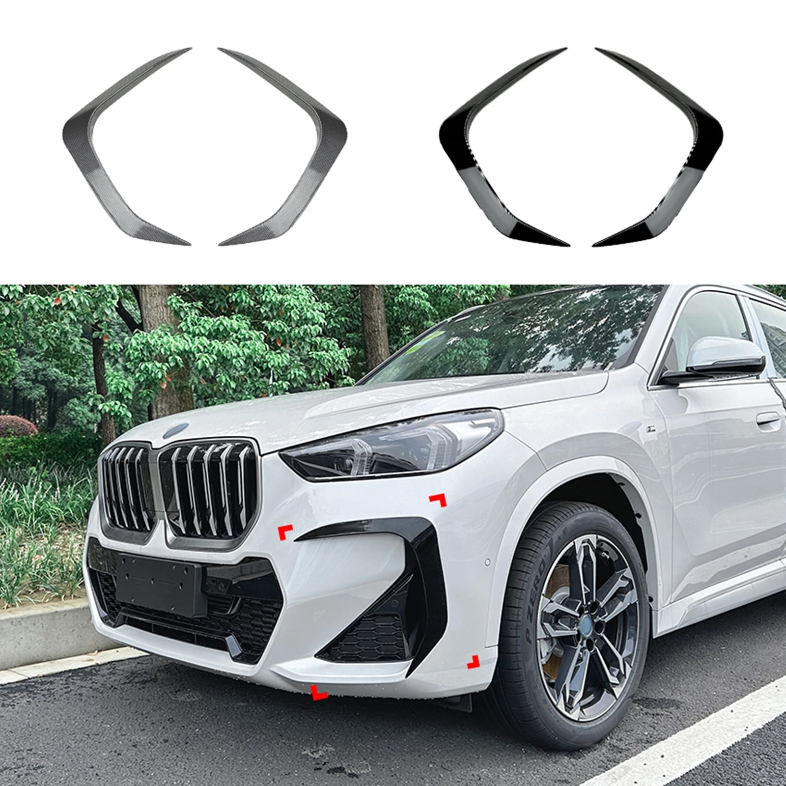 

For BMW X1 U11 U12 M Sport 2023-2024 Front Bumper Side Vent Spoiler Trim Air Intake Vent Frame Splitter Lip Cover Canards Kit