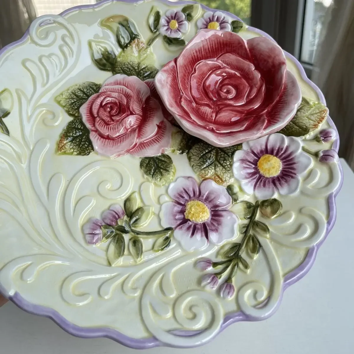 Three-dimensional flower rose sauce fruit plate ceramic snack snack plate