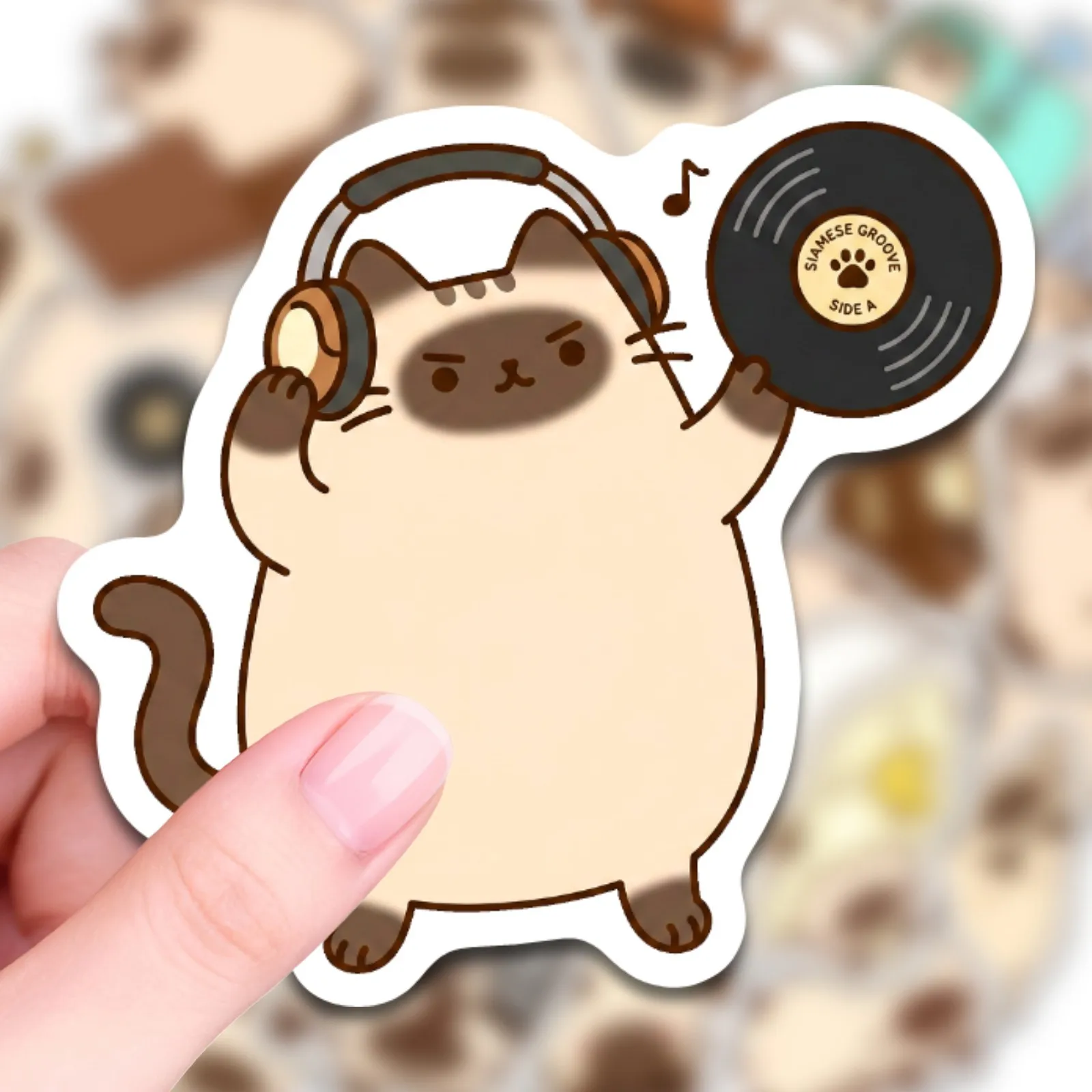 50Pcs Siamese Cat Daily Life Stickers Cute Funny Cat Decals for Journal Planner Water Bottle Laptop Scrapbooking Decoration