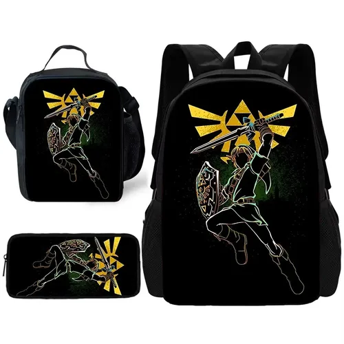 Juego escolar infantil, mochila L-legends con bolsas para el almuerzo, bolsas para lápices, mochilas escolares para z-zeldas, el mejor regalo para niños y niñas