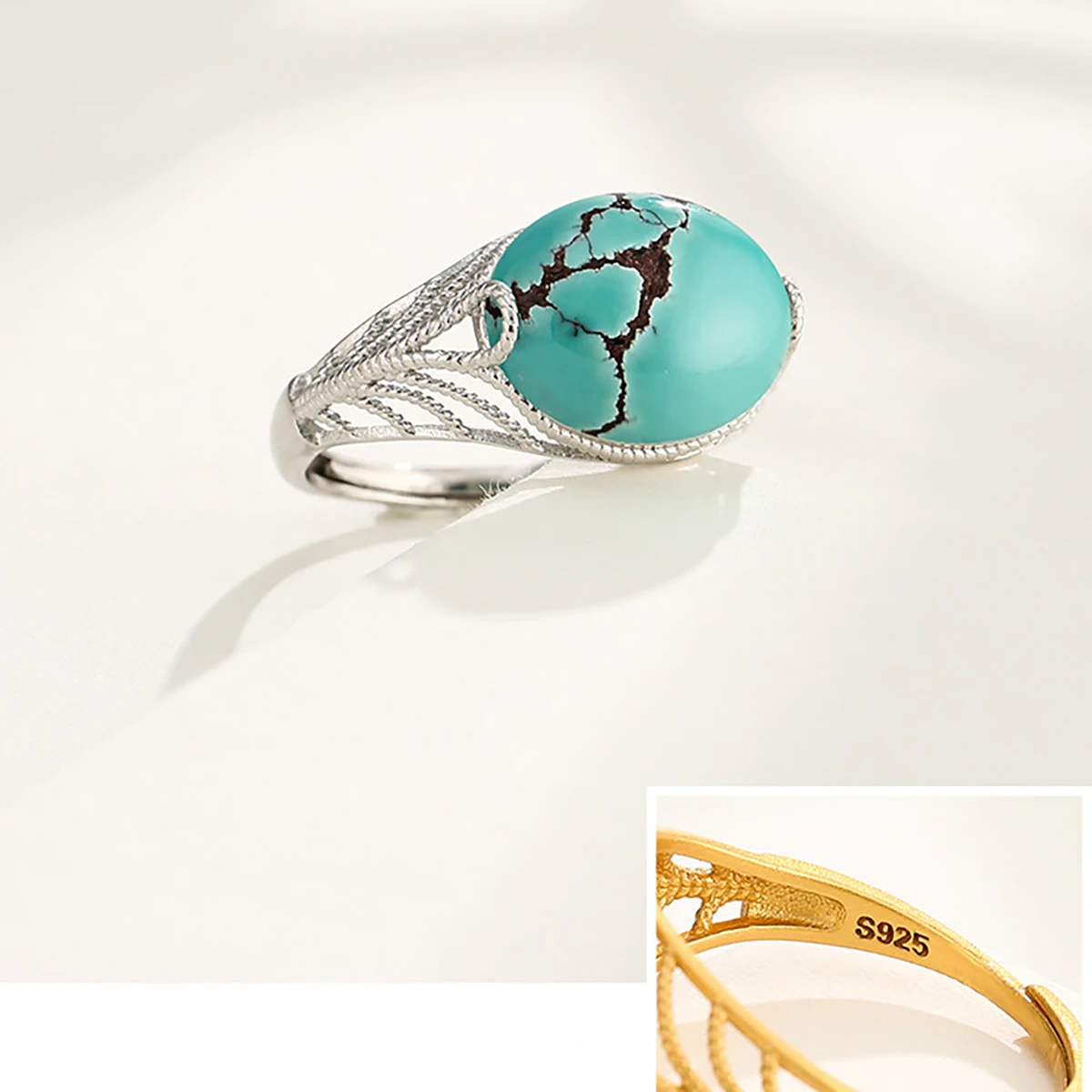 925 Sterling Silver Adjustabe Blank Ring Base 5X7/6X8/7X9/10X12/10X14mm Oval Cabochon DIY Ring Setting Jewelry Findings Making