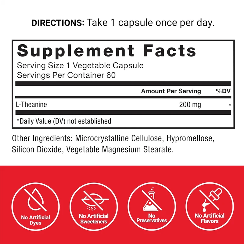 L-themethyst suplemento, aliviar o estresse, suporta a calma e relaxamento, 60 cápsulas vegetais