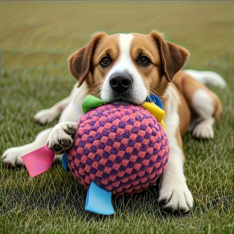 Robuster, kaubeständiger Hundeball mit Glöckchen, weicher Trainingsball für Kauer, langlebiges Welpen-Beißspielzeug, Hundespielzeug für drinnen und draußen