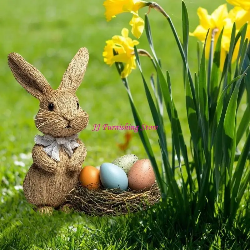 

A9LB Rabbit and Eggs Garden Stake Waterproof Lawn Decoration Handmade Yard Ornament