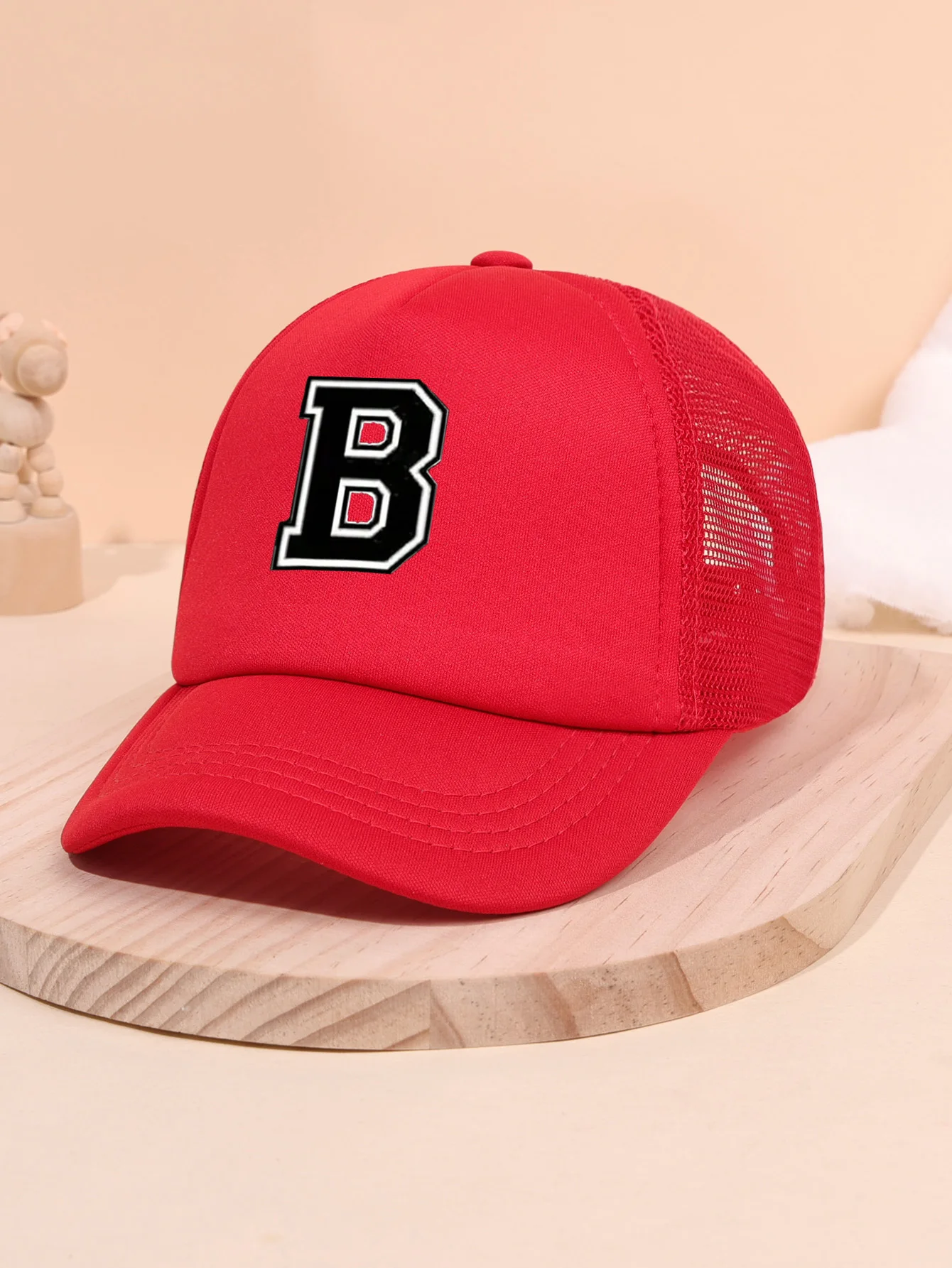 1pc children's letter A-Z sunshade baseball cap, spring and summer mesh breathable truck driver cap suitable for outdoor