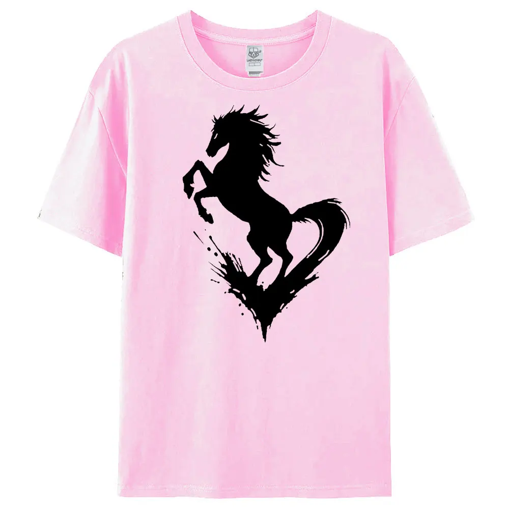 Felpa cavallo minimalista 2026 Zodiaco Girocollo Maglietta Regalo di Capodanno Lunare Abbigliamento Donna Moda Casual Top in cotone Vacanza T