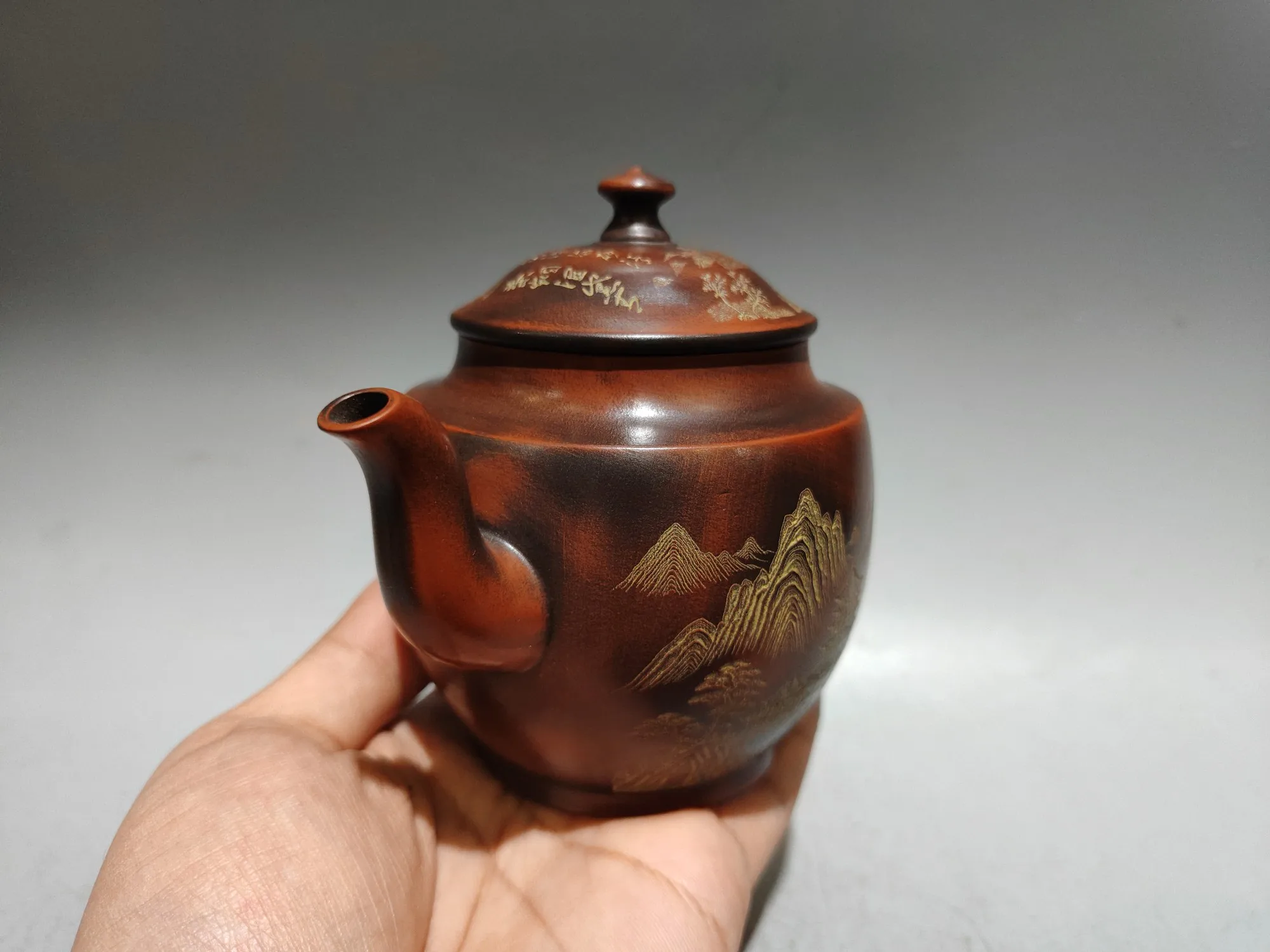 Old Chinese Handicraft Enameled YiXing Zisha Teapot,Kiln Transmutation Teapot,with mark, Free shipping