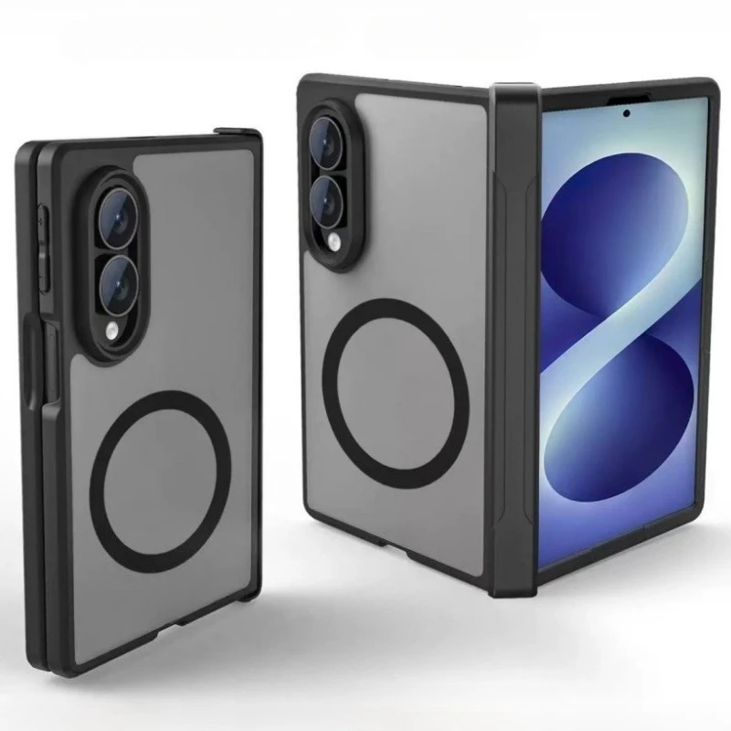 For Magsafe Case For Samsung Galaxy Z Fold 8 Ultra 7 6 5 4 Z Flip 8 7 6 5 4 Translucent Hinge Folding Magnetic Cover Shockproof