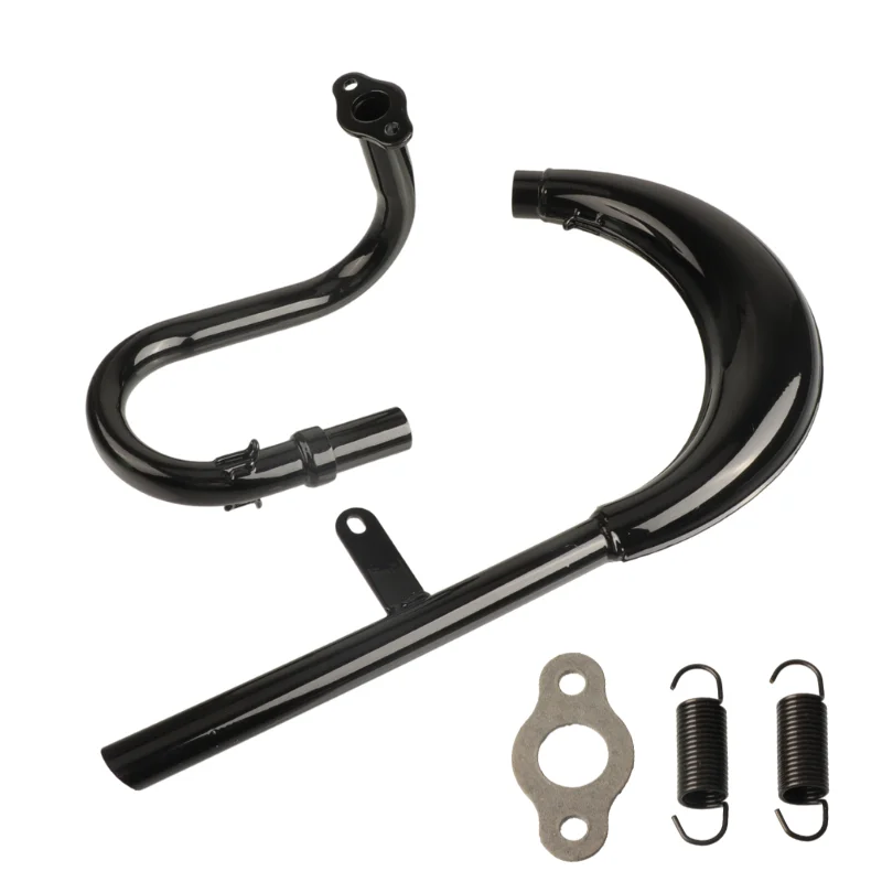 Motorcycle Split Pipe Exhaust Muffler Black Fit For 2 Stroke 50cc 66cc 80cc 100cc Engine Gas Motorized Bicycle Motor Bike Parts