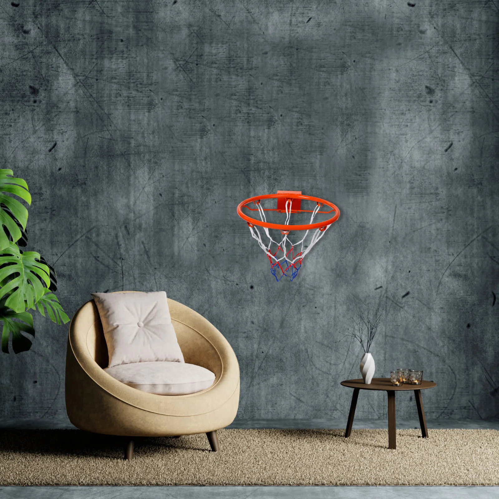 Canestro da basket senza trapano Montaggio a parete Rete da basket per interni ed esterni per bambini Allenamento giovanile Arancione Heavy Duty Hollow