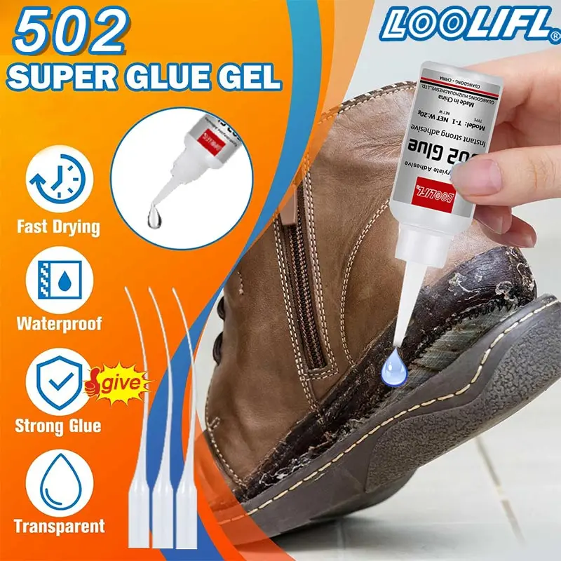 1-3pcs,20ml,502 super glue, colle cyanoacrylate à séchage rapide, cuir, caoutchouc, bois, métal, verre, colle liquide fortement adhésive, non blanche, durable, envoi gratuit du tube de colle goutte à goutte.