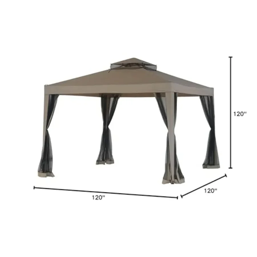 L-gz098pst-1b Double Roof Weist Gazebo With Mosquito Net 10' X 10'