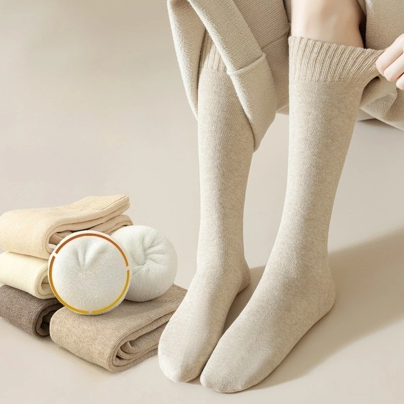 

8 пар толстых теплых осенне-зимних черно-белых женских гольфов, термоноски до икр, длинные женские носки с нескользящей подошвой, оптом