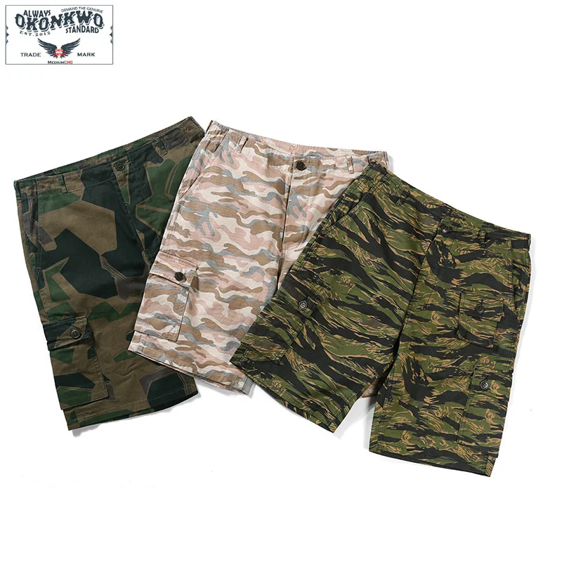 

Summer Tiger Camouflage Army Jungle Multi Pocket Pants Outdoor Sport Combat Battle Travel Vietnam Military Casual Hiking Shorts