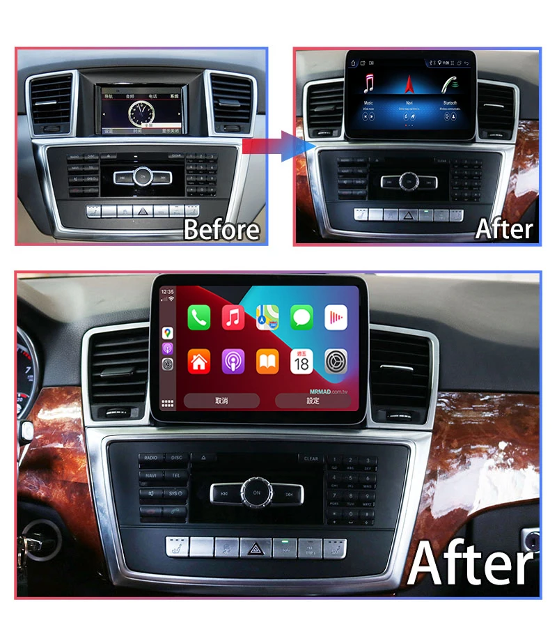 Android13 System Apple Carplay Car Video Player GPS Navigation Multimedia Screen For Mercedes Benz ML W166/GL X166 GL SLK 4G