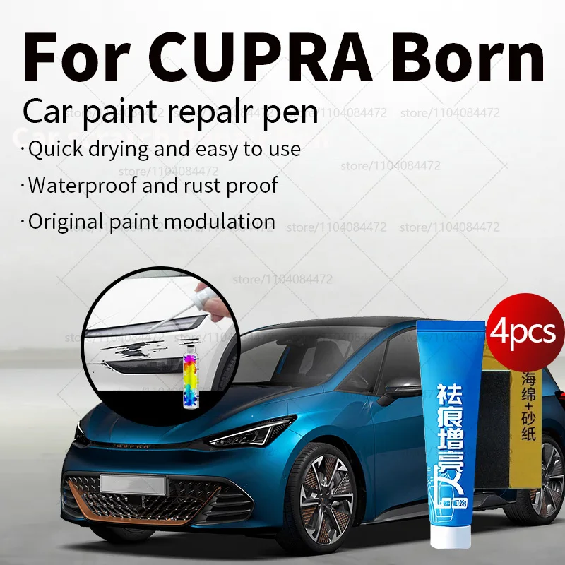 Stylo de réparation de peinture automobile pour CUPRA Born 2021 – 2023, accessoires de réparation des rayures, 4 pièces, bleu argent glacial blanc gris noir rouge
