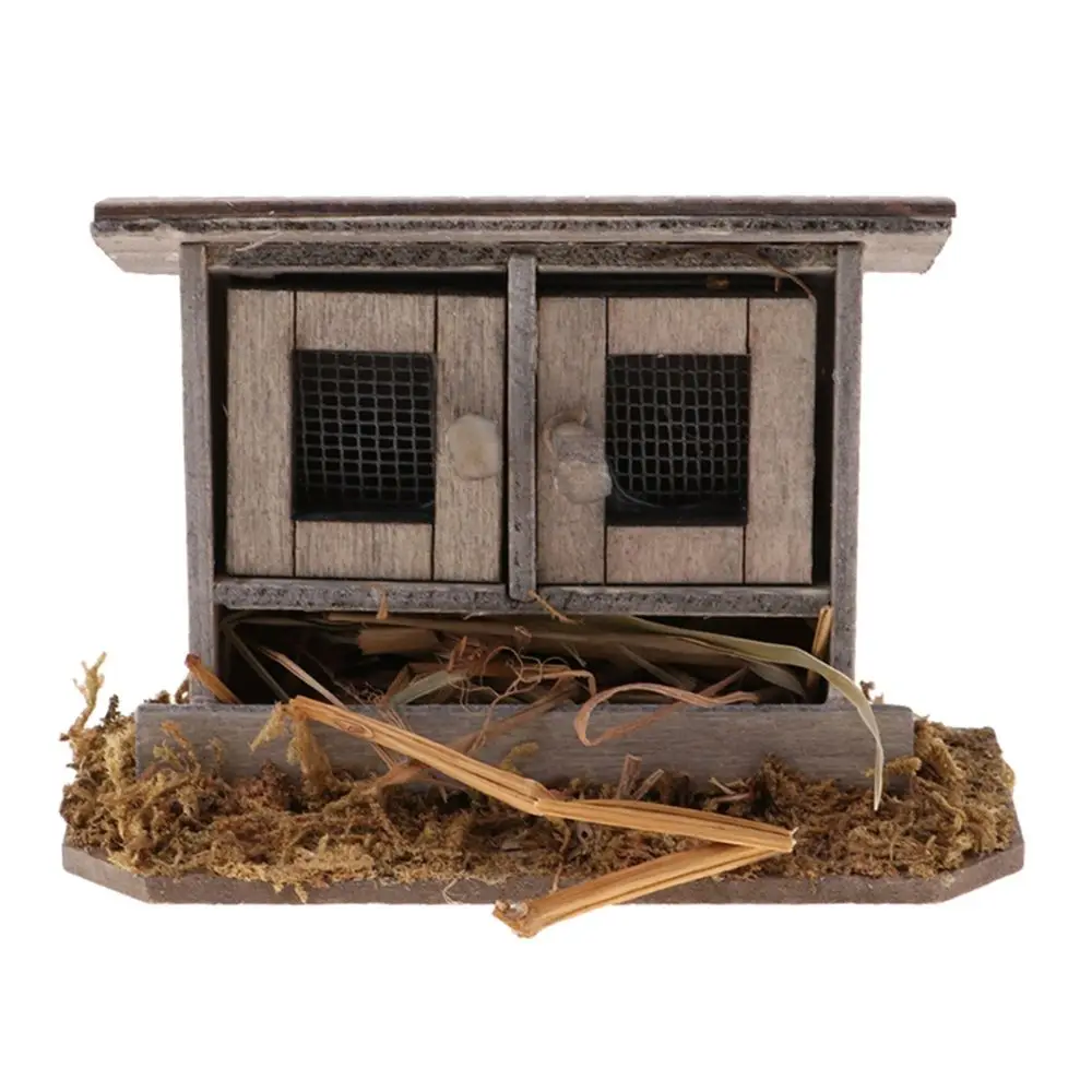 ของตกแต่งบ้านจำลอง ของเล่นบ้านตุ๊กตา ฉากกลางแจ้ง โมเดลตุ๊กตา อุปกรณ์เสริม บ้านไก่จิ๋ว สะพานโค้งไม้