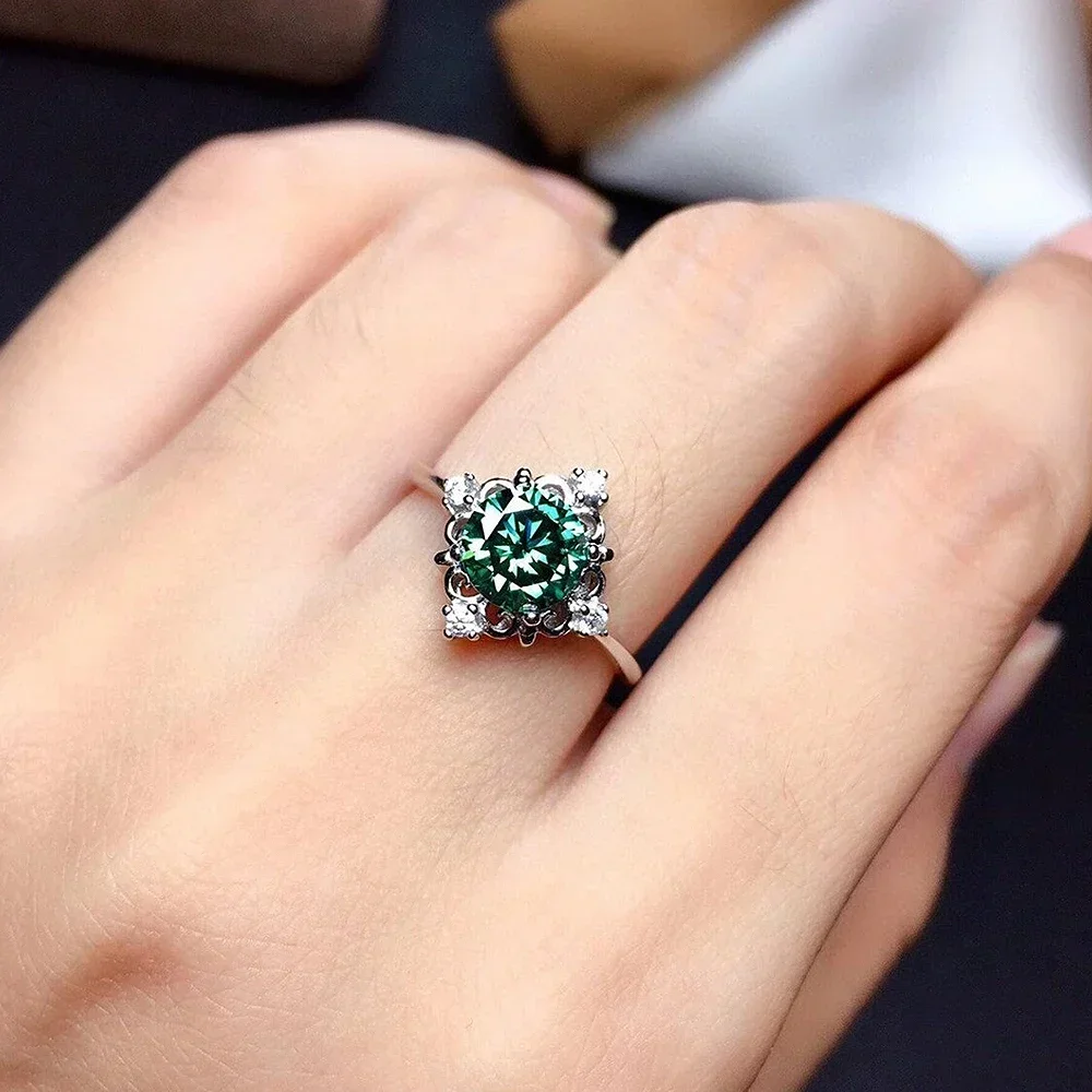 New Modern Design Women's Wedding Rings with Green Cubic Zircon Fashion Elegant Finger Accessories for Party Gift  Jewelry
