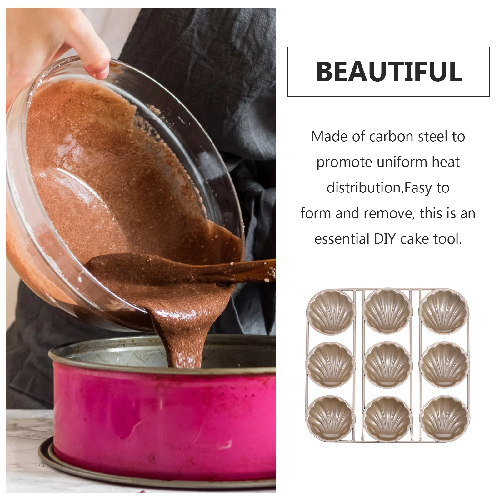 

9 Even Cake Mold Carbon Steel Banana Shape Lovely Pattern Non-Stick Crimp Edge Safe Baking Mold Suitable Cakes