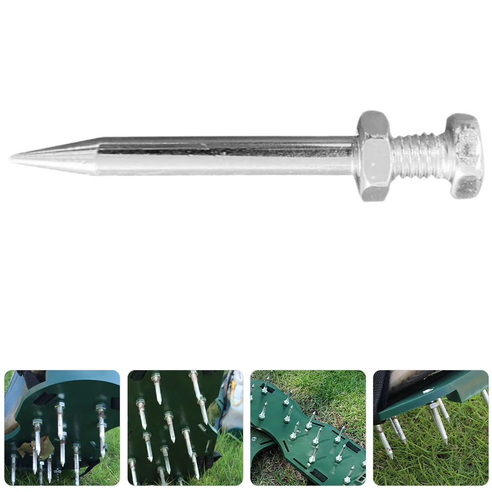 

40Pcs Silver Metal Lawn Aerator Pegs 5.80x0.80x0.80cm Replacement Spikes for Shoes Heavy Duty Soil Aeration Garden Tool Yard