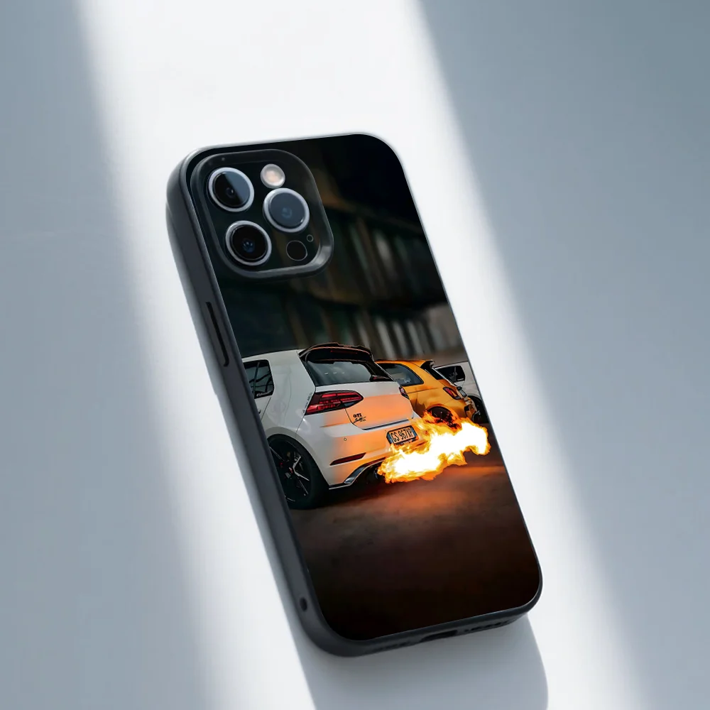 حافظة هاتف G-Golf Mk7 Car GTI لهواتف iPhone 16,15,14,13,12,11,Pro,Max,Plus,X,XS,SE,E,Mini,Soft Silicone Black Case