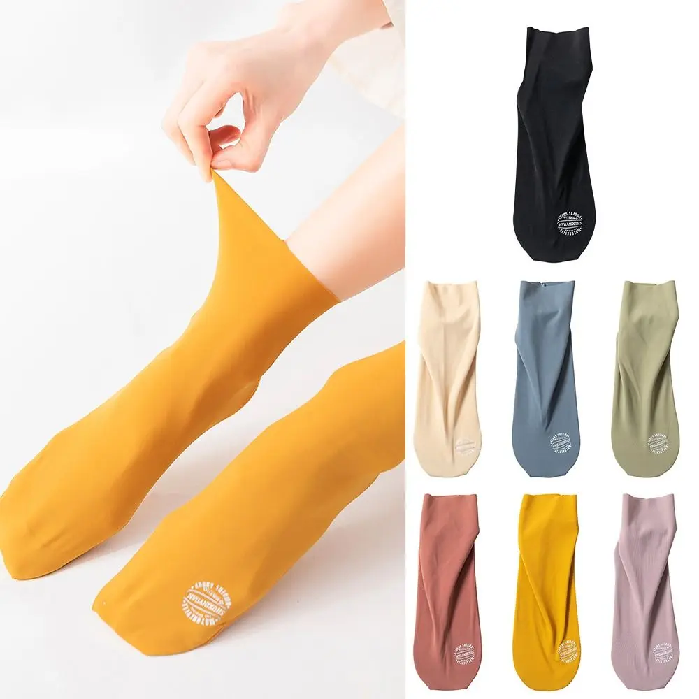 

Seamless Women Socks Cool Breathable Solid Color Ice Silk Tube Socks Thin Any Cut Short Socks Summer