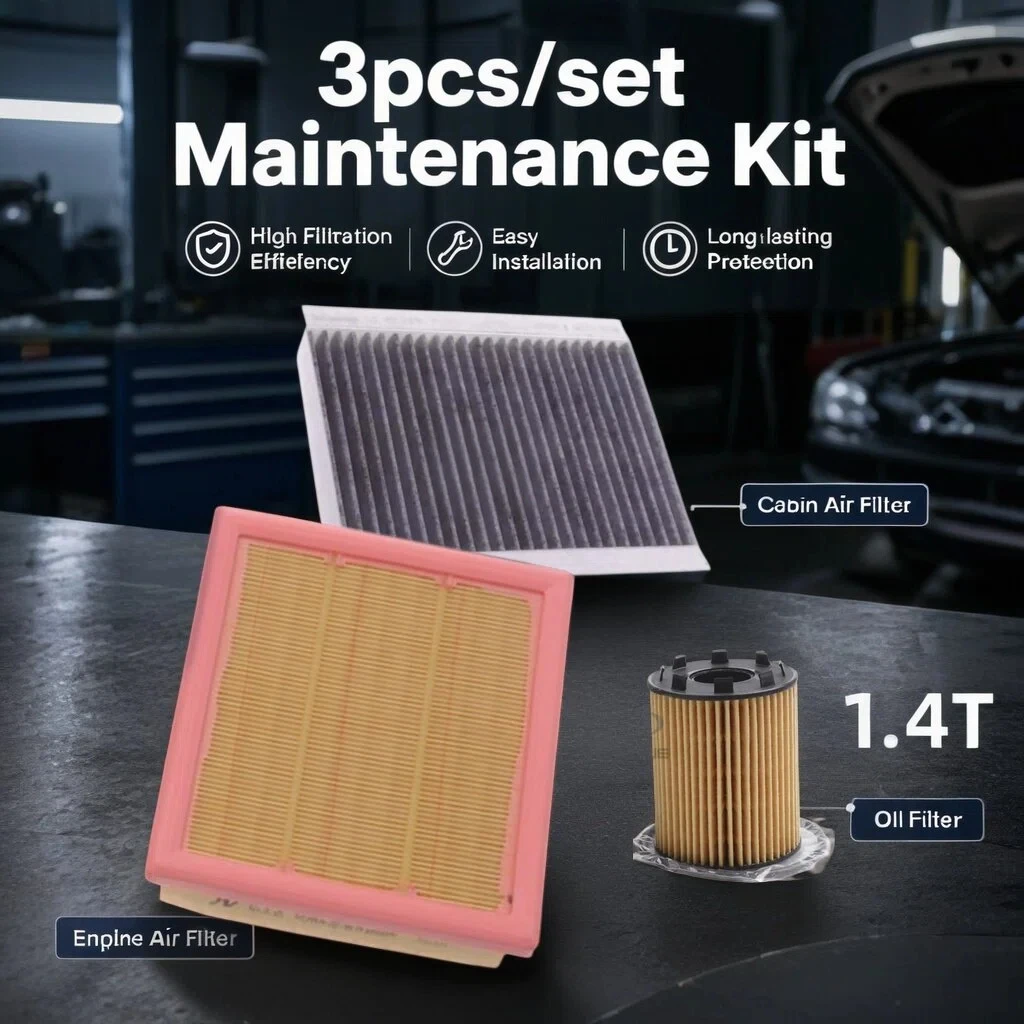 3pcs Filter Set For 1.4 1.6T FIAT 500X JEEP RENEGADE BU COMPASS 2014 2015 2016 2017 2018 AC Cabin Air Oil Filter Kit Accessories