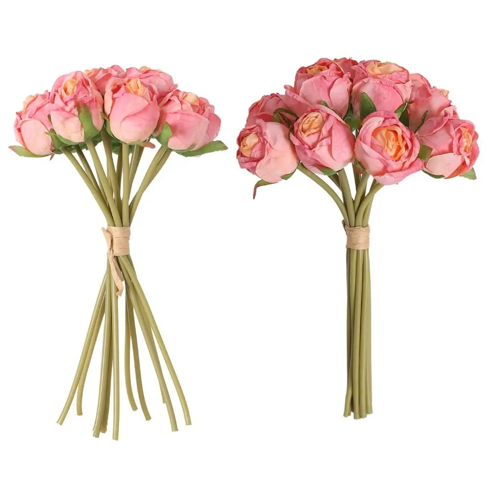 

Floral Art 12 Head Artificial Flower Bouquet Handmade Silk Wedding Bouquet Colorful Romantic Simulated Rose Bouquet Christmas