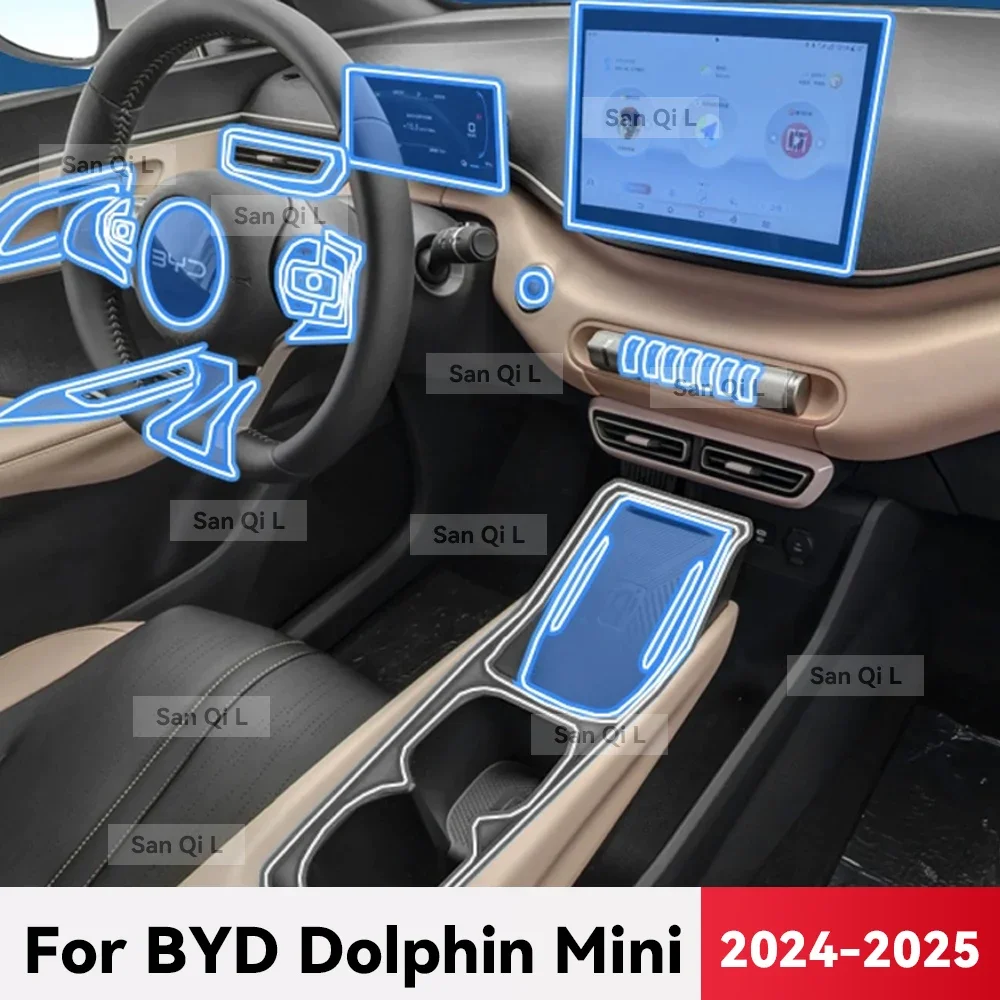 

For BYD DOLPHIN MINI SEAGULL Transparent TPU Car Center Console Media Dashboard Navigation Anti-scratch Protector Interior Film