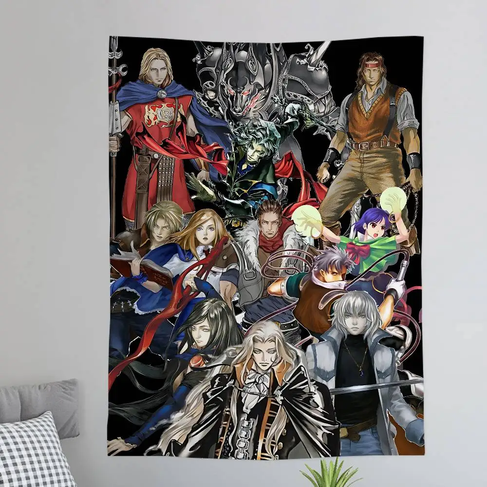 C-Castlevania Game Colorful Tapestry Wall Hanging Bohemian Wall Tapestries Mandala Wall Hanging Sheets