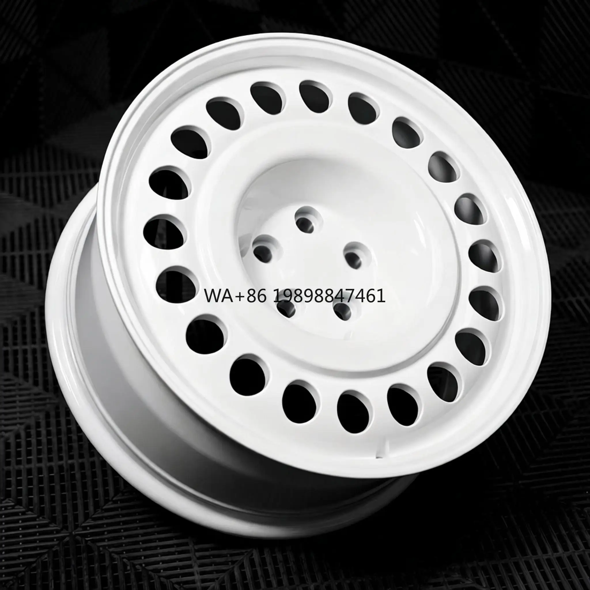 Bright White Perforated Steel Style Forged Alloy Wheels Deep Dish Custom PCD ET for Offroad and Hatchbacks