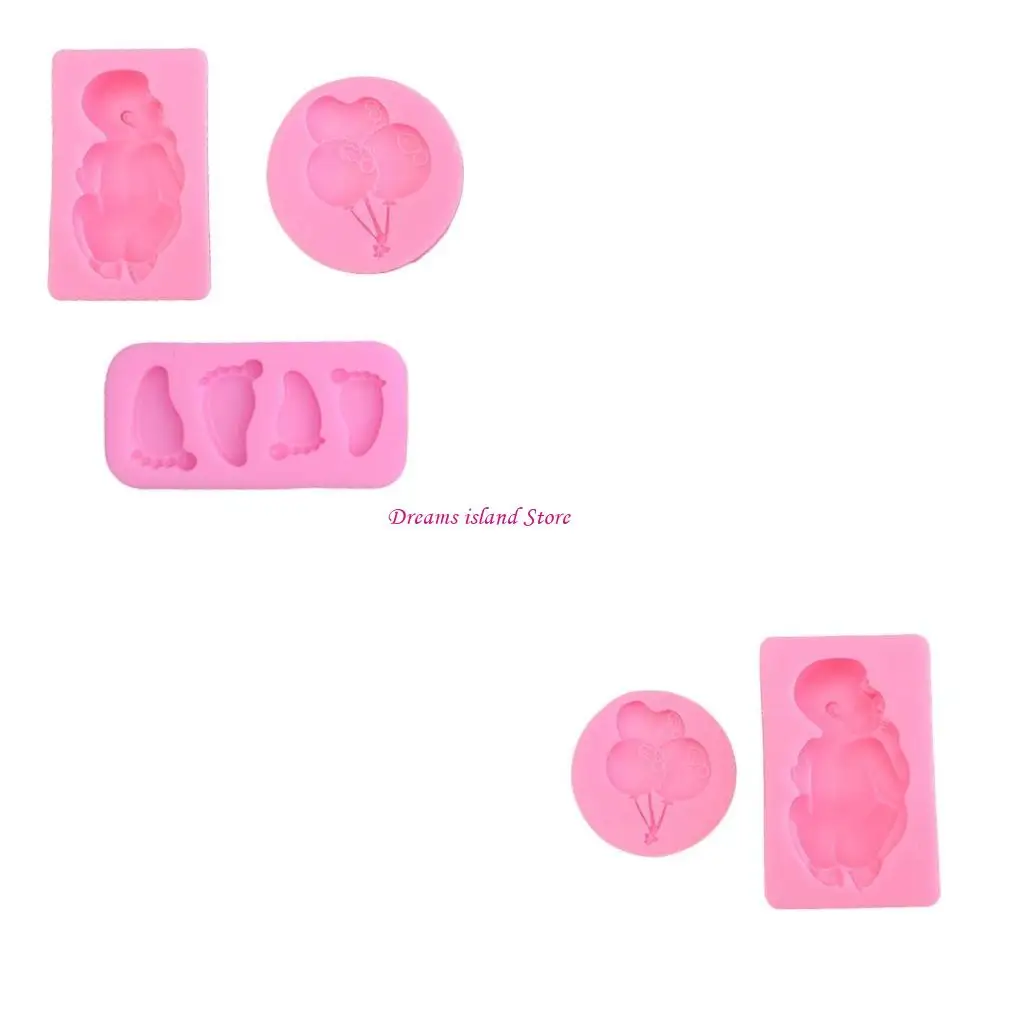 Babys Balloon Feet Fondant Cake Silicone Mold Baby Shower Cake Decorations HX6C