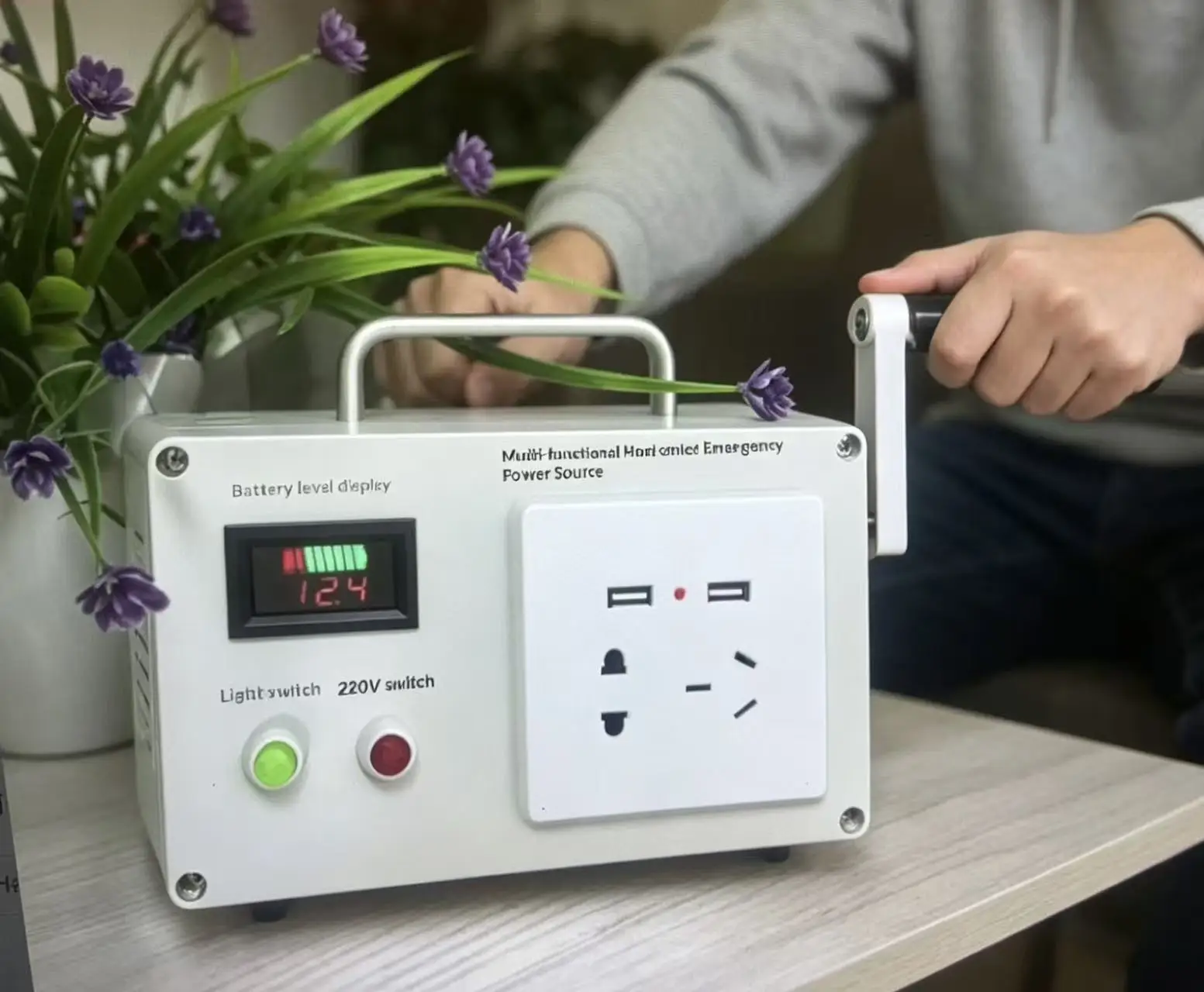 Hand-cranked Lithium Ion Generator Outdoor Mobile Power Supply 220V Large-Capacity 150W Portable Power Bank for Camping