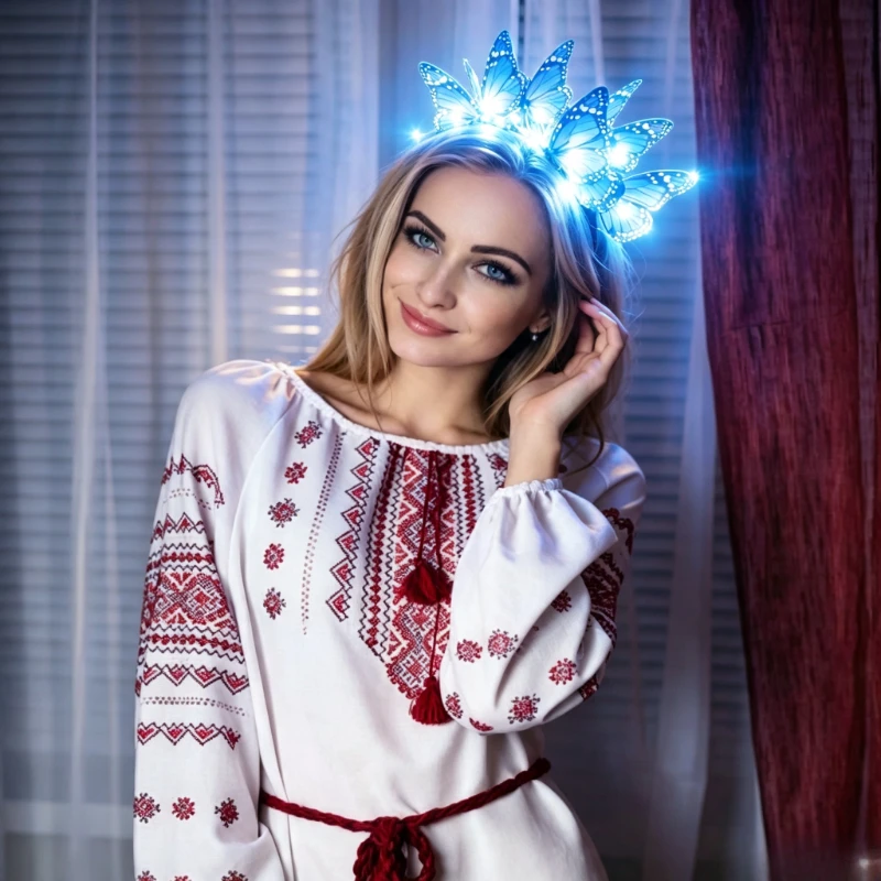 LED Glowing Butterfly Headband,Butterfly Hair Hoop with On/Off Switch-RED Mariposa Butterfly Light Up Headband for Party Costume