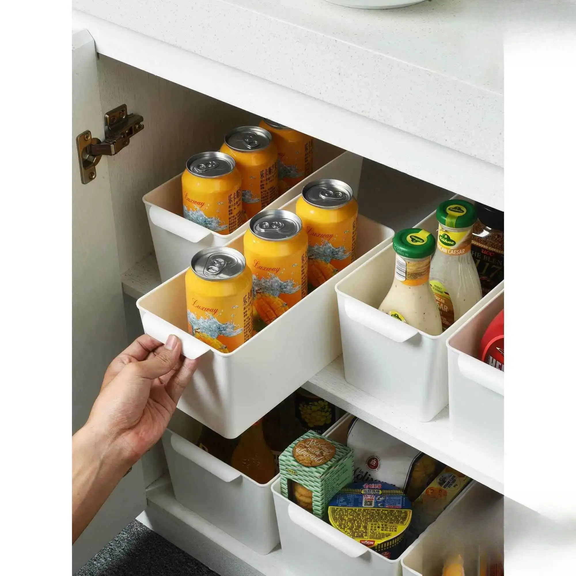 Japanese Style Kitchen Organizer Plastic Storage Basket Rectangular Narrow Desktop Messy Items Storage Box without Cover