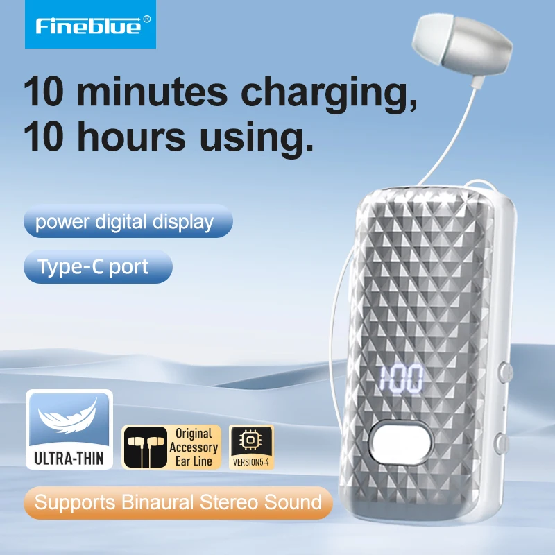 

Fineblue F588 auriculares sem fios Mini Bluetooth 5.4 Retractable Headset Call Remind Vibration In-ear Sport Wireless Headphone