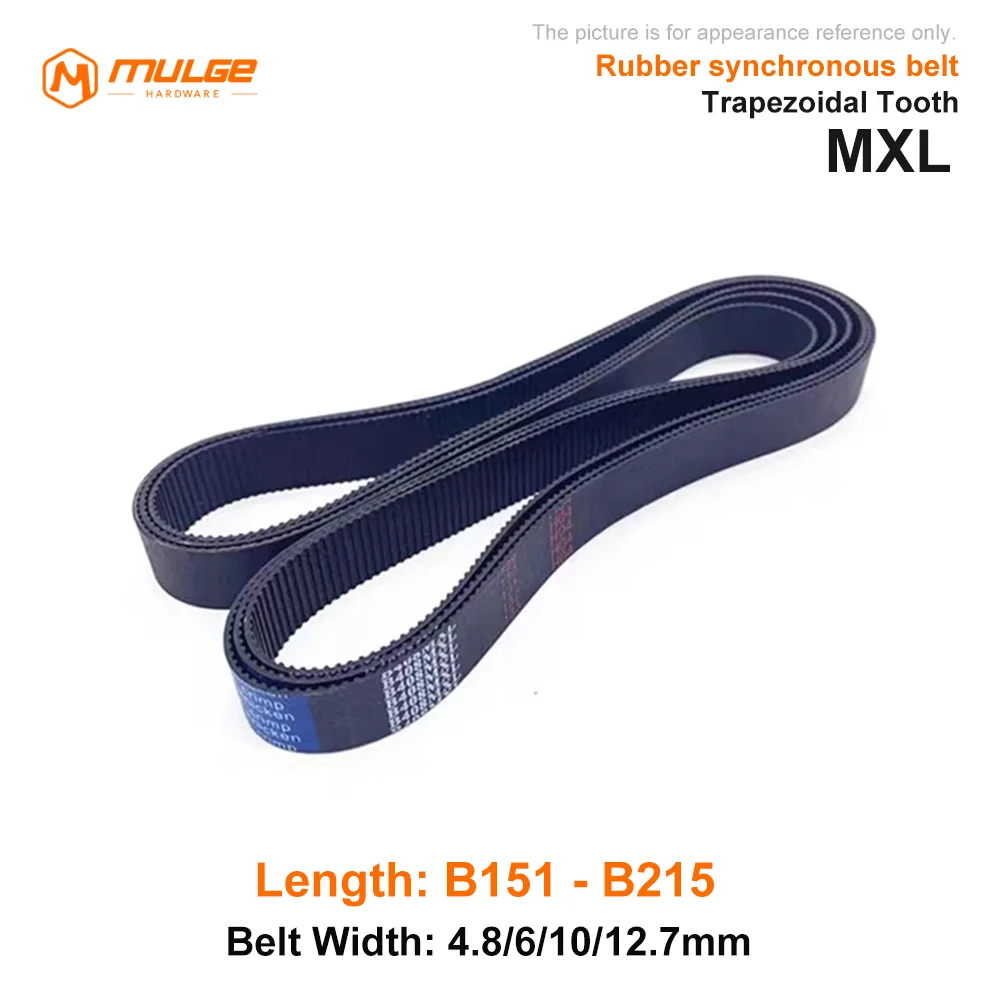 

MXL Timing Belt Width 4.8/6/10/12.7mm Trapezoidal Tooth Closed Loop Rubber Synchronous Belt B151 To B215