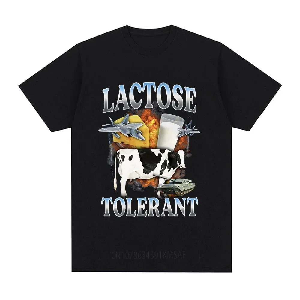

Lactose Tolerant Graphic Funny Meme T-Shirt Men Vintage Fashion Short Sleeve T-shirts Cotton Casual Cozy Oversized T Shirts