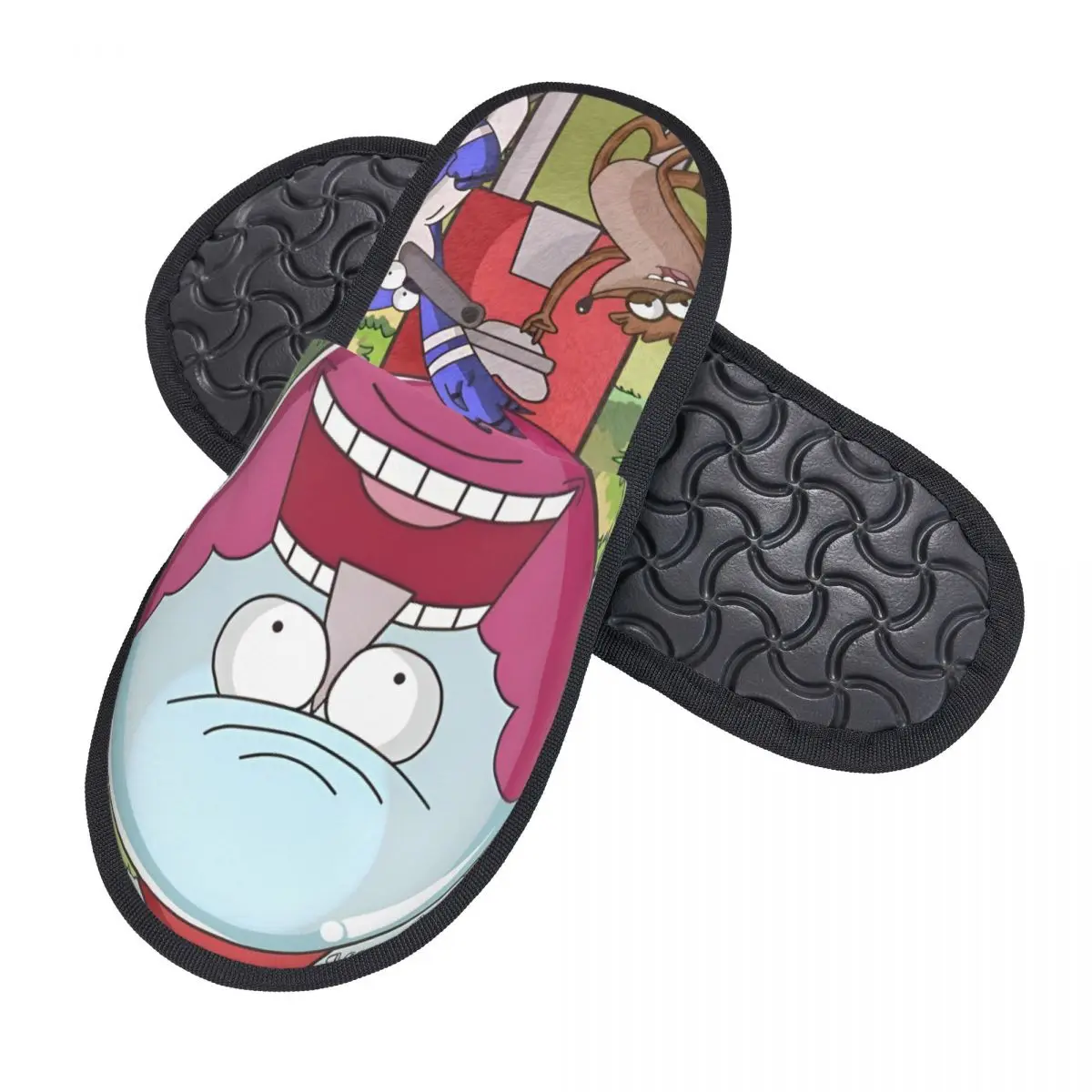 Custom Print Women R-Regular Show House Slippers Cozy Warm Cute Anime Memory Foam Fluffy Slipper Indoor Outdoor Shoes