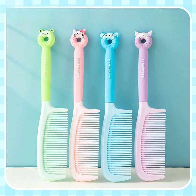 Plastic Cute Cartoon Hair Comb Scalp Massage Long Hair Comb Children Smooth Hair Comb Donut Silicone Handle Hairbrush Wholesale