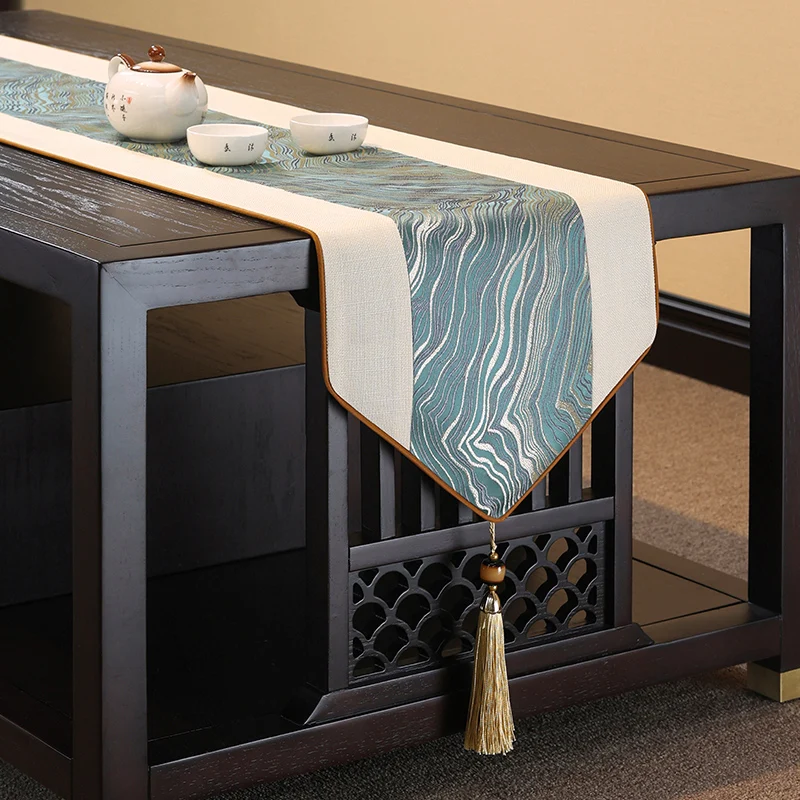 New Chinese-style Light Luxury Striped Table Runner Tablecloths Coffee Tables Tea Flags Tea tablecloths TV Cabinets Cover Cloth