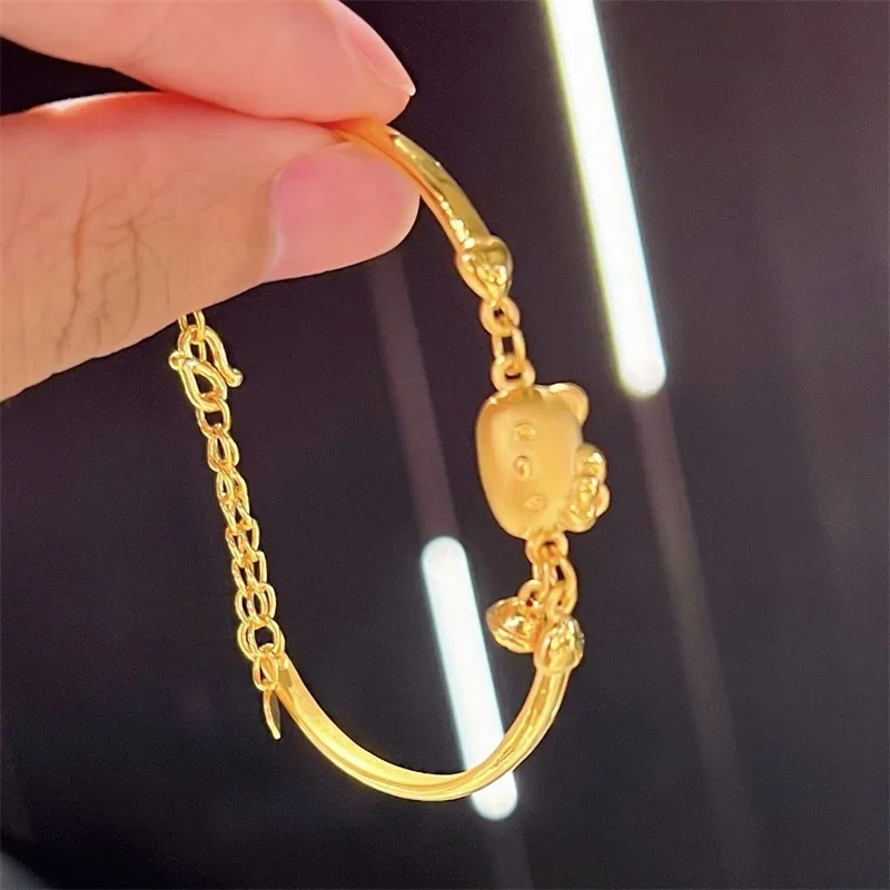 Sanrio Gouden Armband Kawaii Hello Kitty Cartoon Anime Leuke Sieraden Pols Accessoires Vriendin voor Meisje Verjaardagscadeautjes Speelgoed