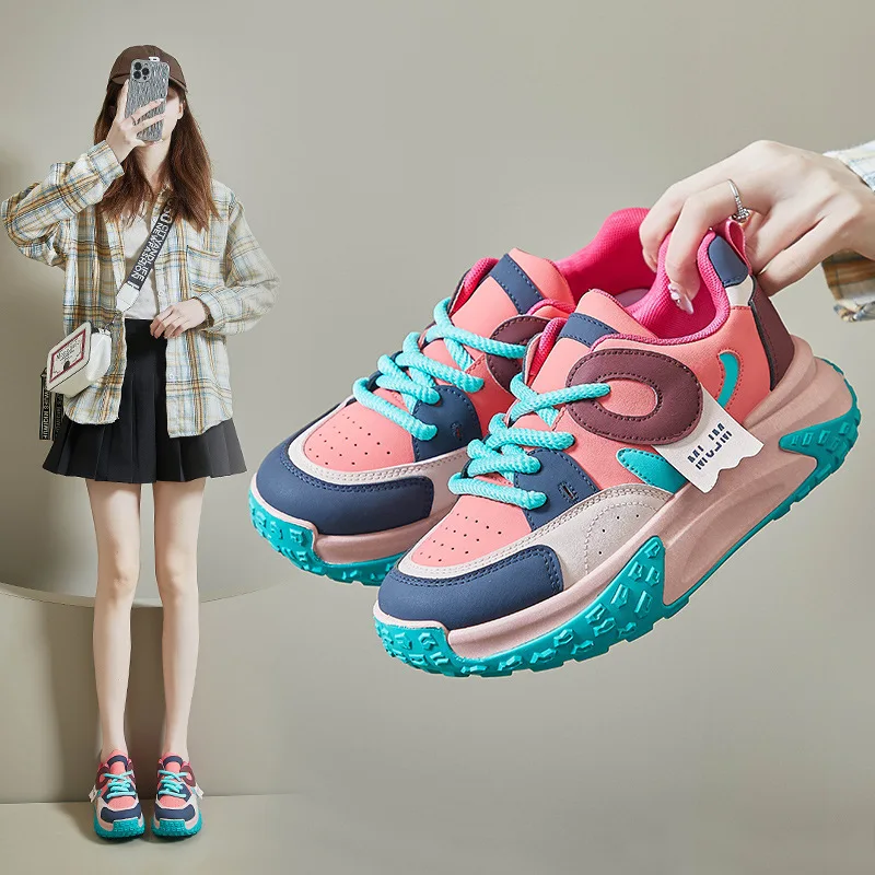 

Весна 2025: Женские повседневные кроссовки на платформе, модные уличные кеды в спортивном стиле для студентов. Серия.