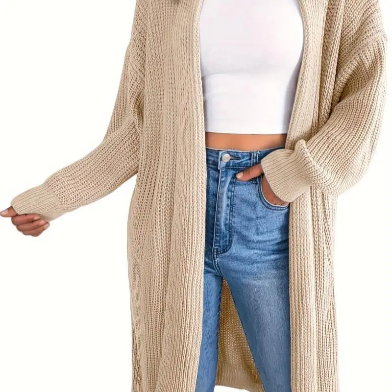 

Laid-ba Sle Open Cardigan Sweater Casual Loose Fit Autumn Winter Women's Knittedwear Ci Walk Suitable for Middle-Aged A...