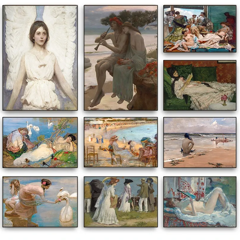 Famous Artist Rupert Bunny Artworks Poster Retro Summer Time Women Canvas Painting Fine Art Wall Exhibition Room Home Decoration