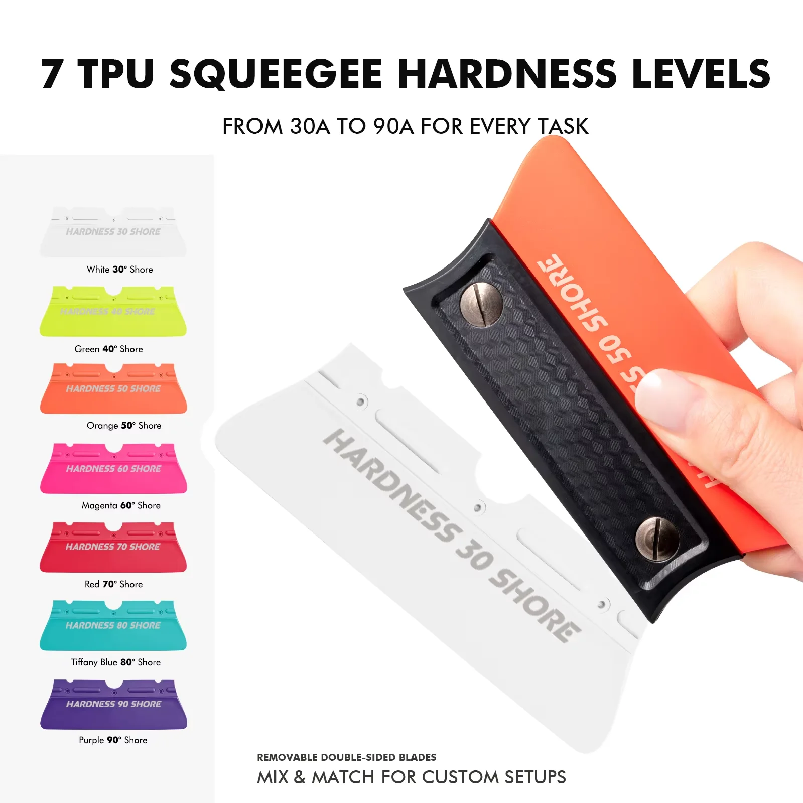 EHDIS Car Wrap Tint Magnet Squeegee 7 Hardness Vinyl Decal Smoothing Scraper for Car Wrapping PPF Paint Protection Film Installa