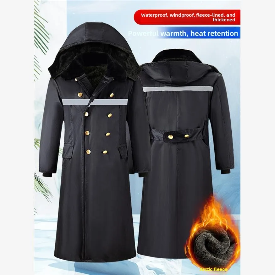 

Thiened Fce Winter Military Coat Men's Knee-Length Cotton Workwear Anti-Cold Farm Refrigeration Oversize Casual Coat