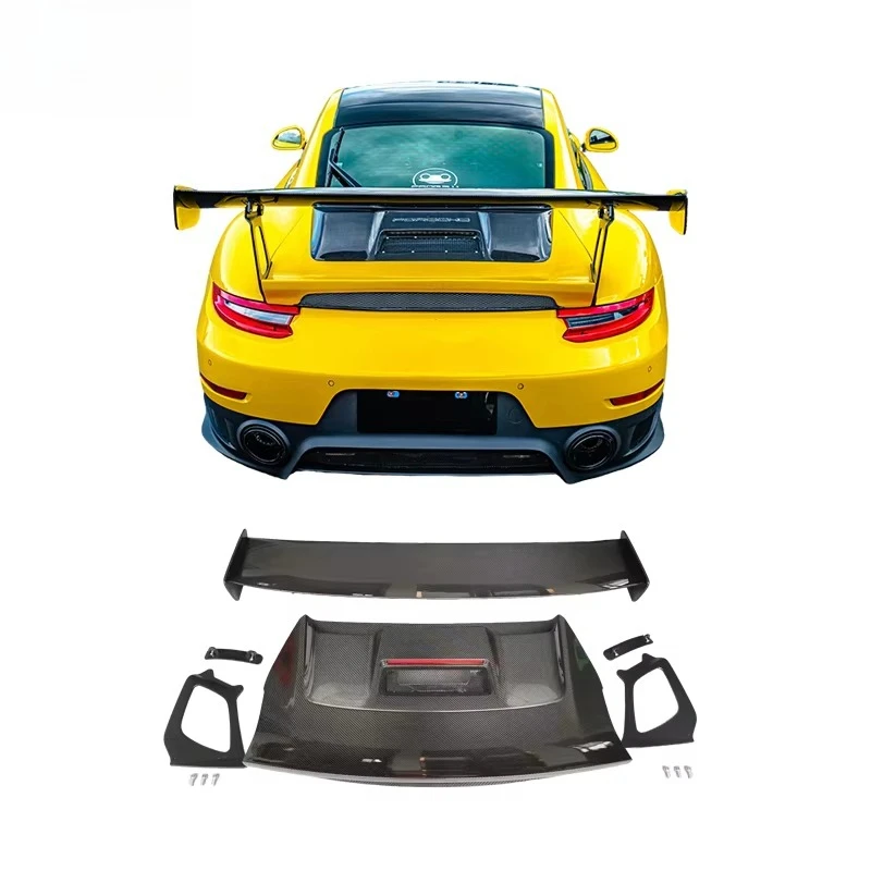 

STLF For 911 991 Carrera Upgrade Carbon Fiber GT2RS Style Body Kit Rear Bumper and Luggage Compartment Wing Rear Spoiler