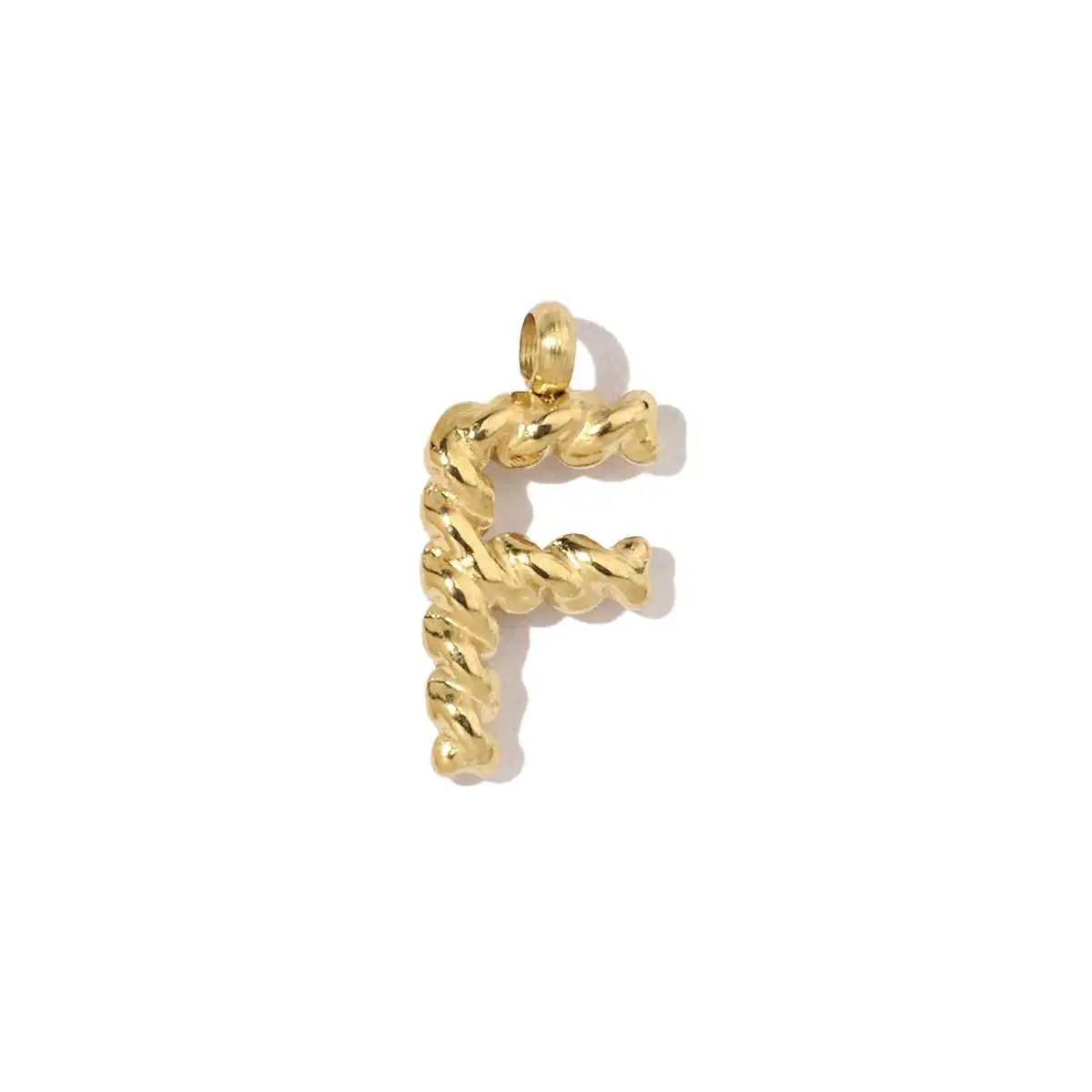 Stainless Steel Twisted Initial Letter Pendants for Necklace Gold Plated Charm Jewelry Making Supplier