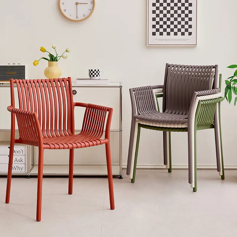 Modern Nordic Stackable Plastic Chair, Thickened Wear-Resistant Dining Chair, Outdoor Patio Balcony Cafe Leisure Furniture